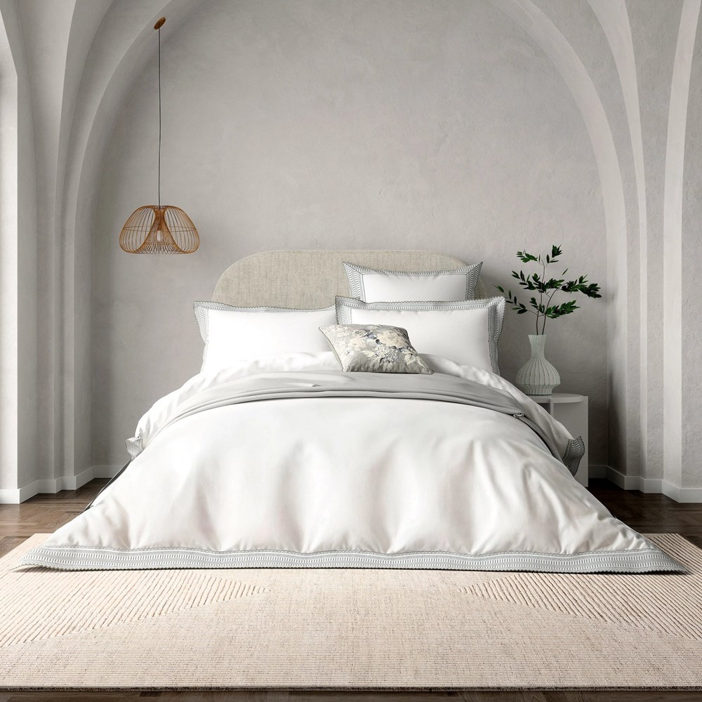 Astrid Bedding by Bedeck of Belfast in White Silver Grey